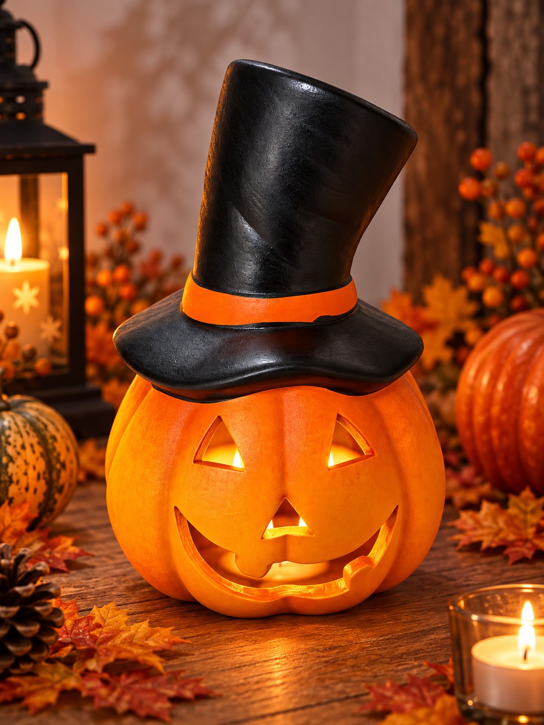1607 Halloween-Kürbis mit zylinder – Keramik H 24 cm.jpg
